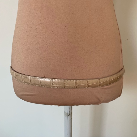 Brighton Vintage Croc Embossed Beige Leather Silver Leaf Etched Belt Size ML 32